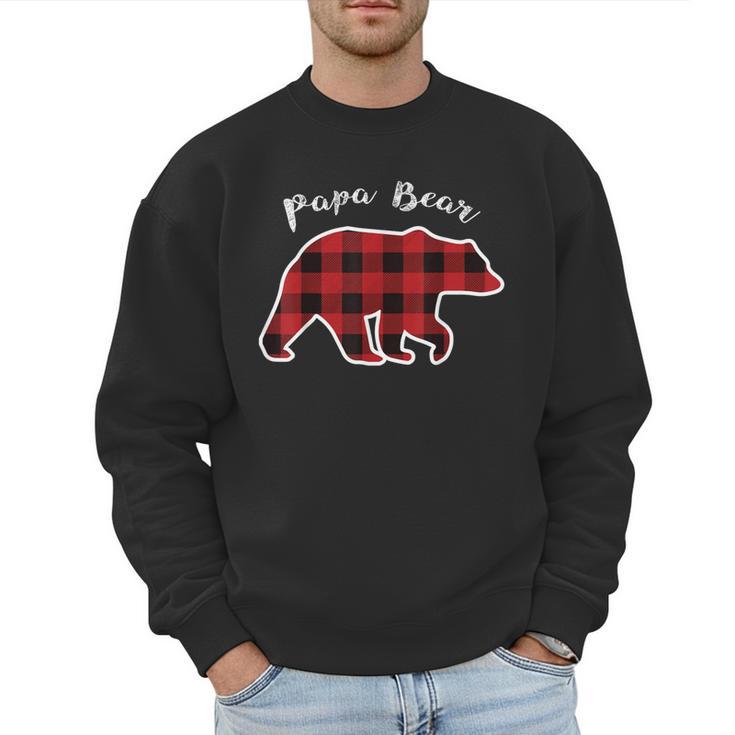 PAPA Bear Men Red Plaid Christmas Pajama Family Dad Small Men Sweatshirt