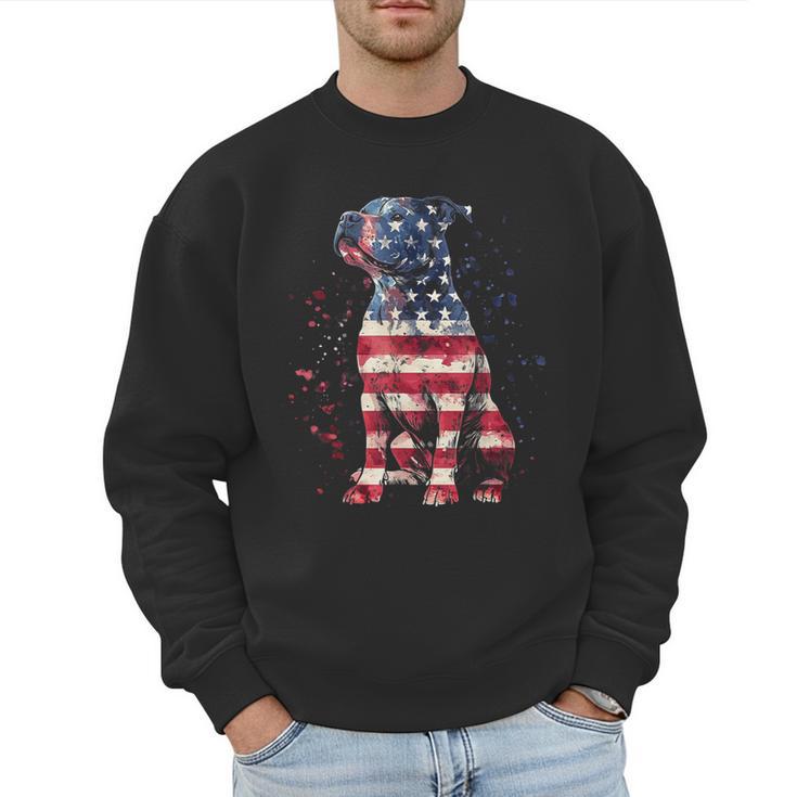Patriotic Pitbull American Flag 4th Of July Dog Pitbull Dad Men Sweatshirt