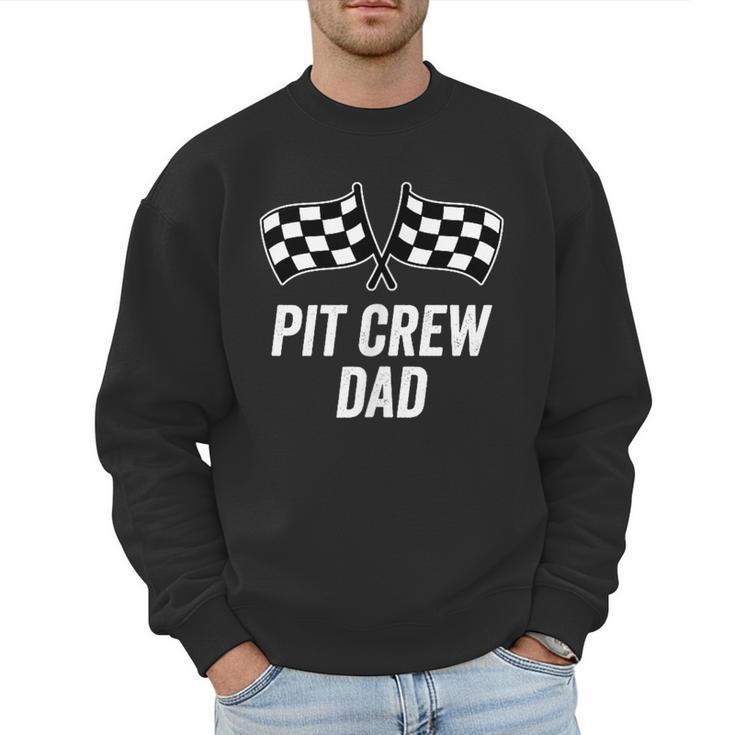 Pit Crew Dad Checkered Flag Hosting Race Car Birthday Partie Men Sweatshirt