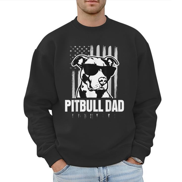 Pitbull Dad Men Pitbull Lover For Dog Dad American Flag Men Sweatshirt