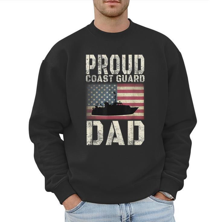 Proud Coast Guard Dad USCG American Flag T-Shirt Men Sweatshirt