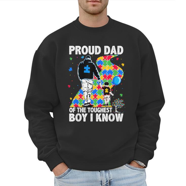 Proud Dad Of The Toughest Boy Autism Awareness Father Autism Men Sweatshirt