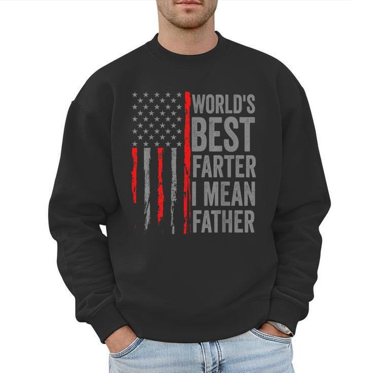 Retro Dad World's Best Farter I Mean Father Vintage Flag Usa Men Sweatshirt