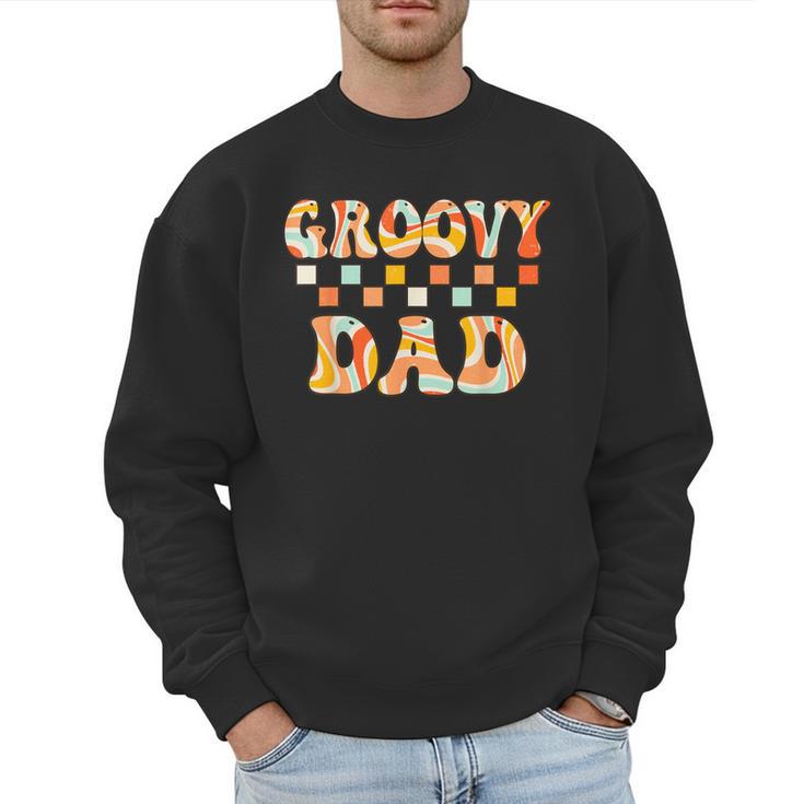 Retro Groovy Dad Matching Family 1st Birthday Party Men Sweatshirt