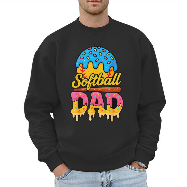 Retro Ice Cream Drip Softball Dad Game Day Dad Father's Day Men Sweatshirt