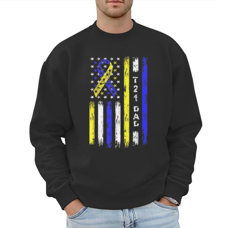 T21 Dad American Flag Down Syndrome Awareness Men Sweatshirt
