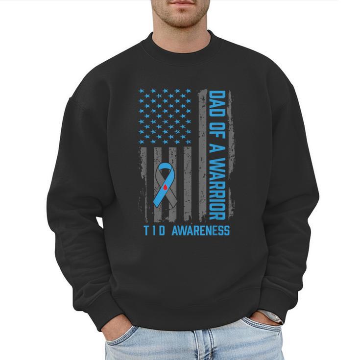 Type 1 Diabetes Awareness T1D Dad Of Warrior Type 1 Diabetic Men Sweatshirt
