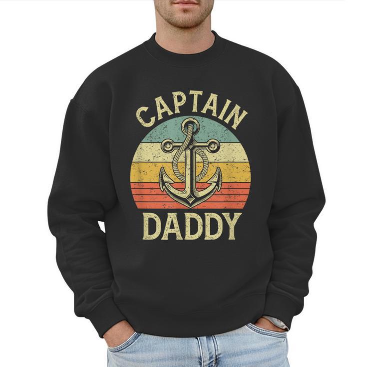 Vintage Captain Daddy Boat Pontoon Dad Fishing Sailor Anchor Men Sweatshirt