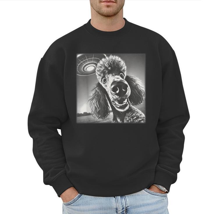 Vintage Poodle Selfie With UFO Alien Photobooth Dog Mom Dad Men Sweatshirt