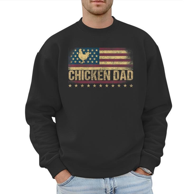 Vintage USA Flag Chicken Dad Stars Men Sweatshirt