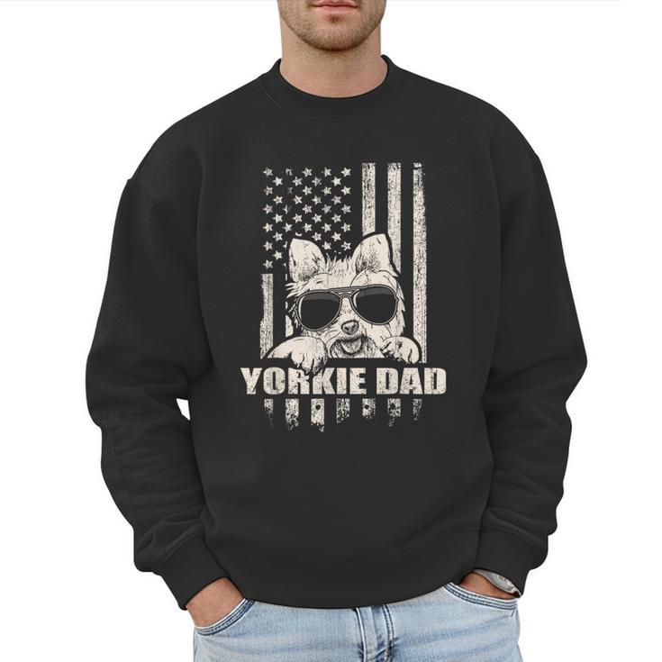 Yorkie Dad Cool Vintage Retro Proud American Men Sweatshirt