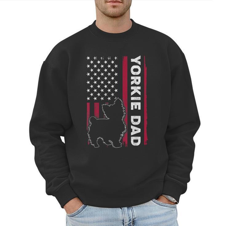 Yorkie Dog Vintage US American Flag Yorkie Dad Fathers Day Men Sweatshirt