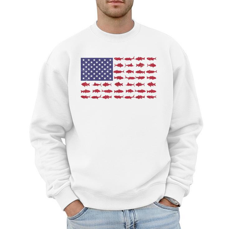 American Flag Fishing-Shirt Men Kids Bass Fish Dad Patriotic Men Sweatshirt
