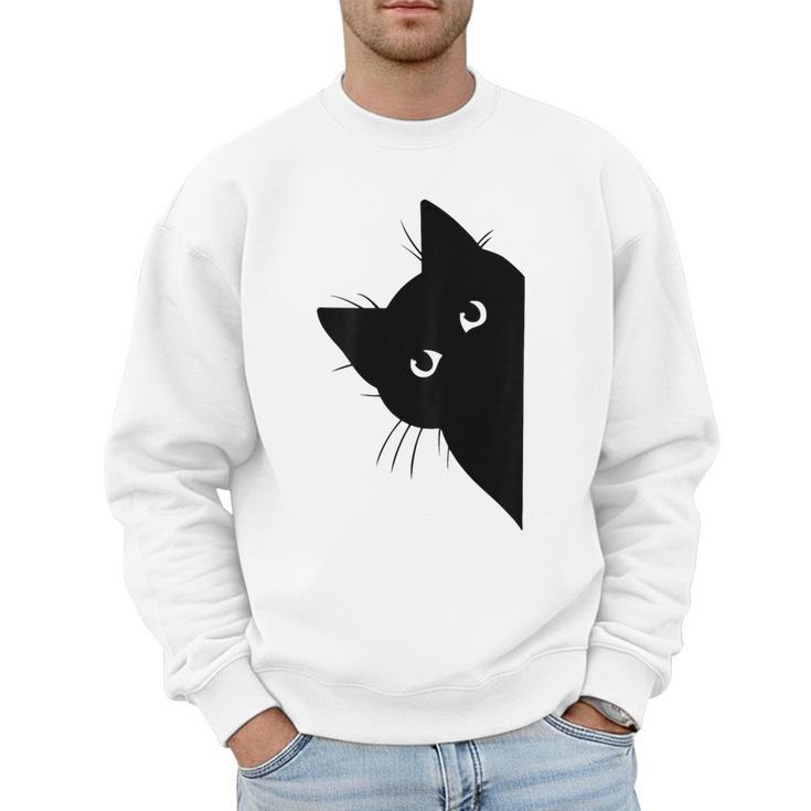 Curious Cat Peeking Sneaky Cat Cat Mom Cat Dad Men Sweatshirt
