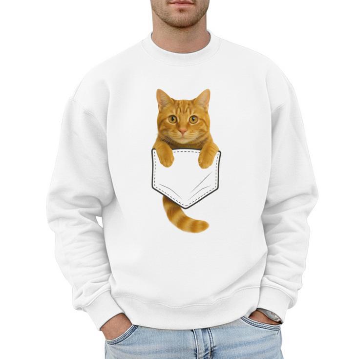 Cute Tabby Cat Pocket Cat Mom Cat Dad Cat Lover Men Sweatshirt