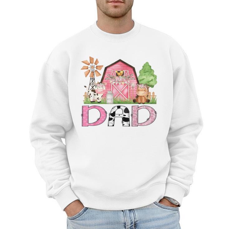 Dad Pink Farm Animal Birthday Kids Matching Family Men Sweatshirt