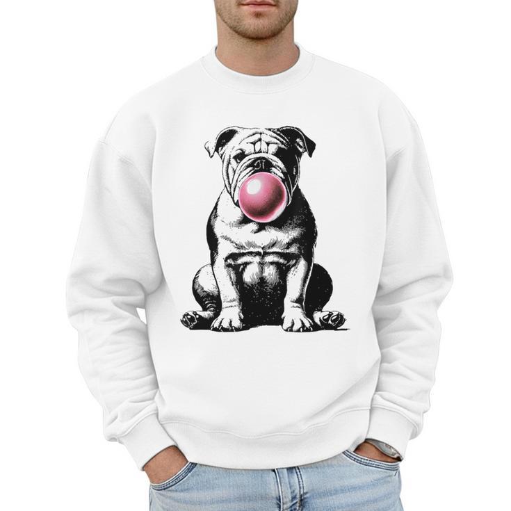 English Bulldog Bubble Gum Vintage Dog Mom Pet Dad Men Sweatshirt