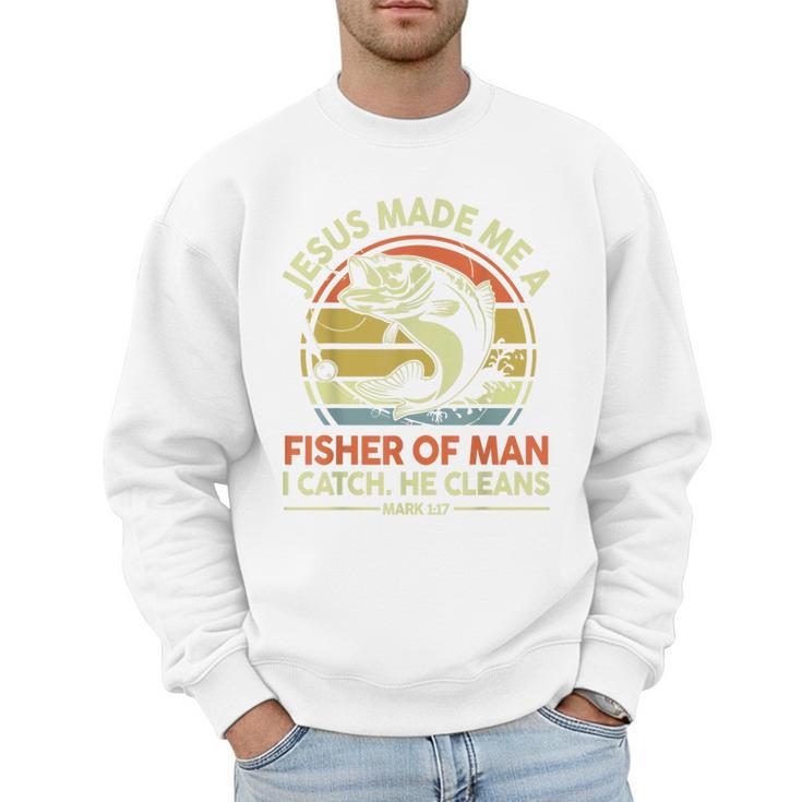 Jesus Made Fisher Man Christian Fishing Bass Fish Dad Men Sweatshirt