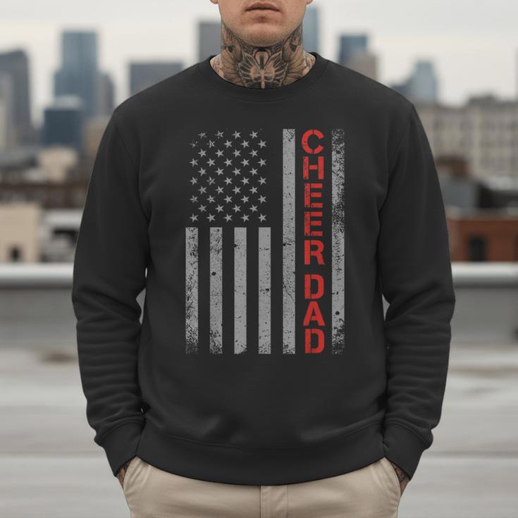 American Flag Cheer Dad Vintage Patriotic Father Cheerleader Men Sweatshirt