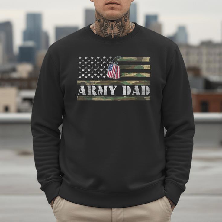 Army Dad With American Flag Camo For Veteran Day Women Kids Men Men Sweatshirt