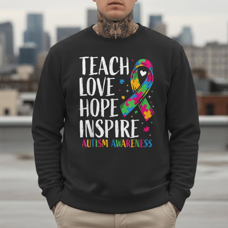Autism Awareness Ribbon Mom Dad Kids Autistic Support Autism Men Sweatshirt