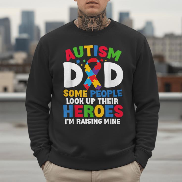 Autism Dad Puzzle Ribbon Proud Son Hero Autism Awareness Men Sweatshirt