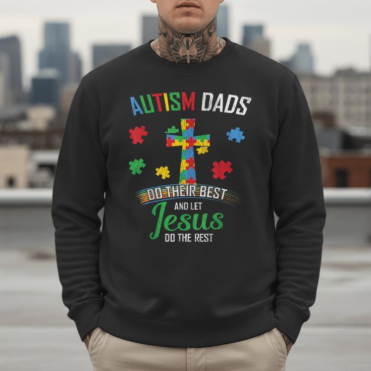 Autism Dad Son Father Autistic Kid Awareness Jesus Christian Men Sweatshirt