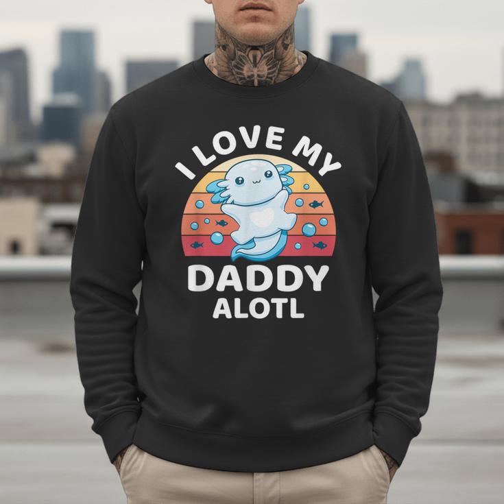 Axolotl Kids Teens Retro Sunset I Love My Daddy Men Sweatshirt