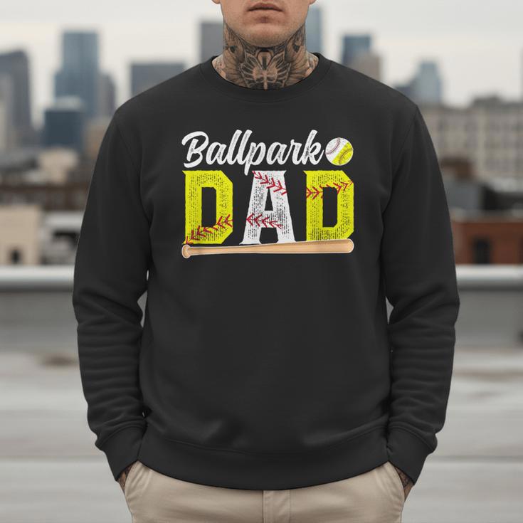 Ballpark Dad Baseball Softball Dad Of Ballers Men Sweatshirt