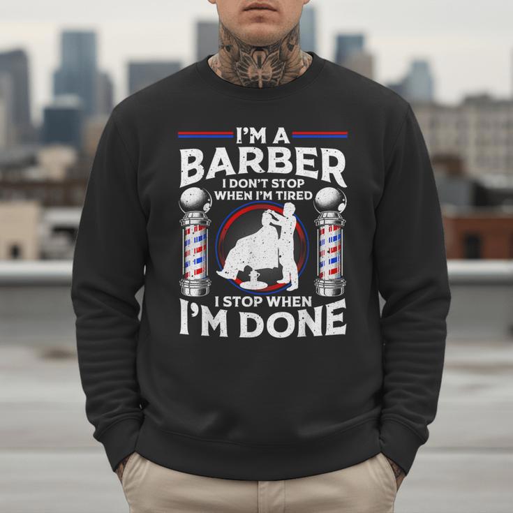 Barber s For Men Dad Hairstyling Humor Quote Small Men Sweatshirt