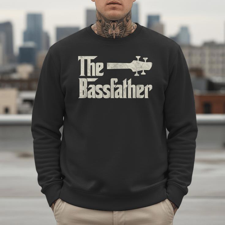 The Bassfather Distressed Bass Player Dad Fathers Day Men Sweatshirt