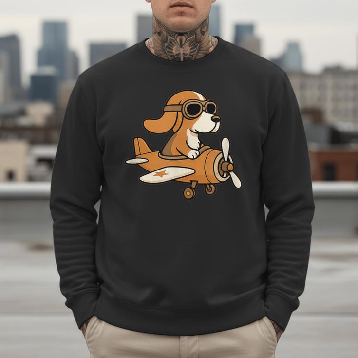 Beagle Flying a Plane Pilot Airplane Dog Mom Dad Men Sweatshirt