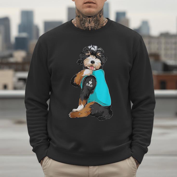 Bernedoodle I Love Dad Tattoo Apparel Dog Dad Dads Men Sweatshirt