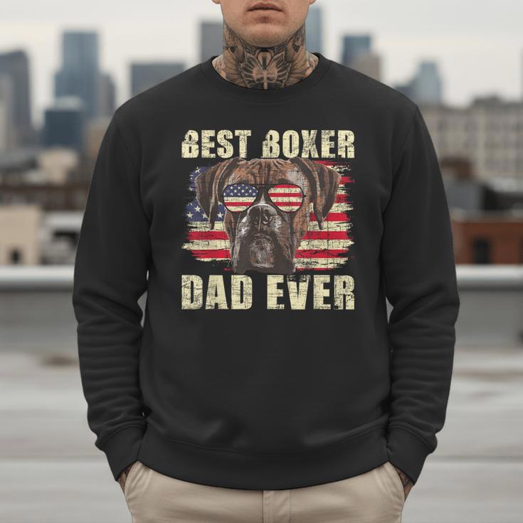 Best Boxer Dad Ever USA Flag American Dog Animal Lover Men Sweatshirt