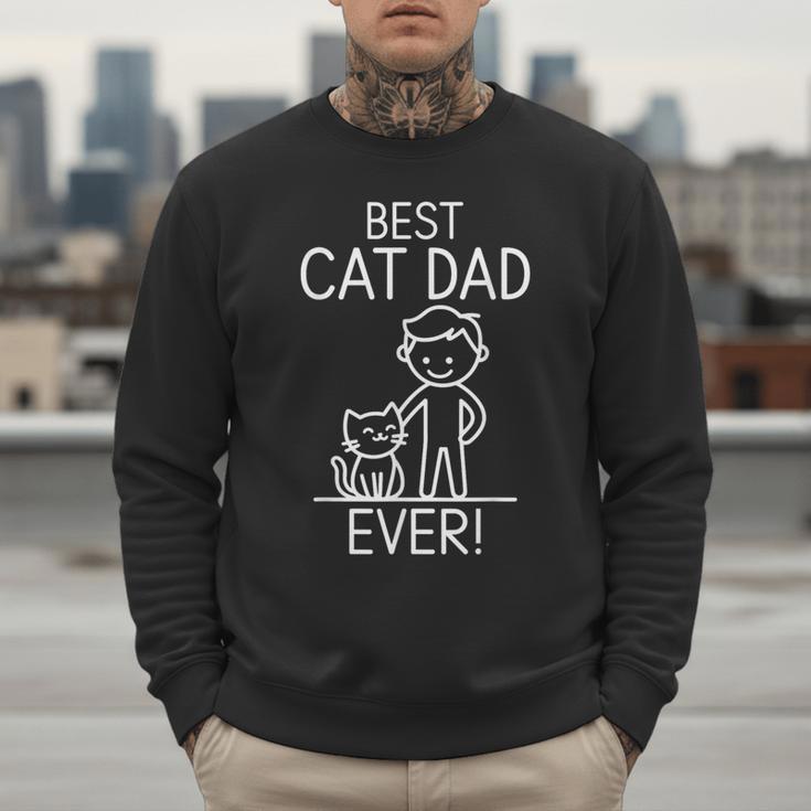 Best Cat Dad Ever Fun Line Art Illustration Men Sweatshirt