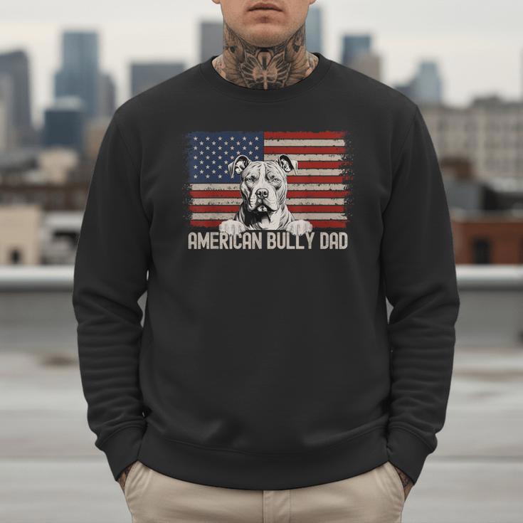 Best Dog Dad Ever American Flag American Bully Dad Men Sweatshirt