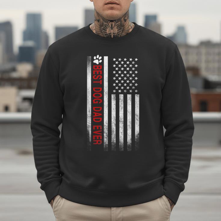 Best Dog Dad Ever American Flag For Best Father Men Sweatshirt