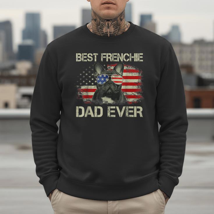 Best Frenchie Dad Ever Bulldog American Flag Men Sweatshirt