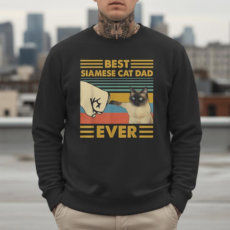Best Siamese Cat Dad Ever Retro Vintage Sunset Men Sweatshirt