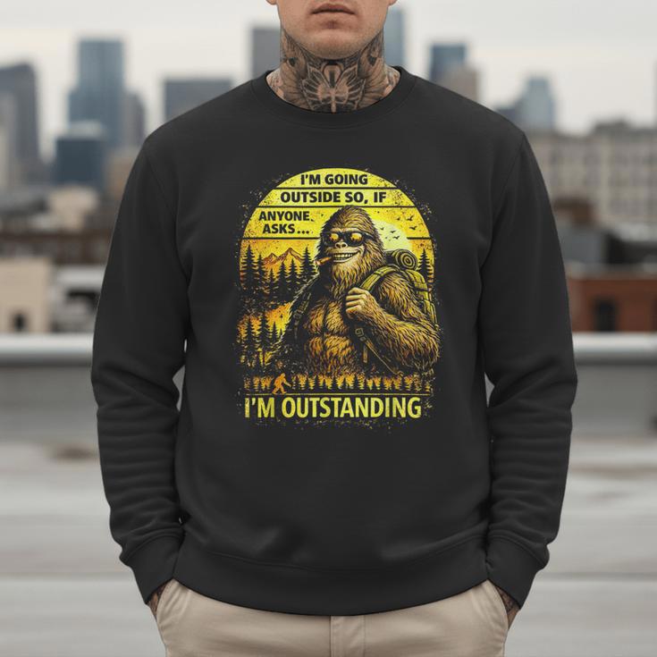 Bigfoot Outdoor Hiking Dad Joke Im Outstanding Sasquatch Men Sweatshirt