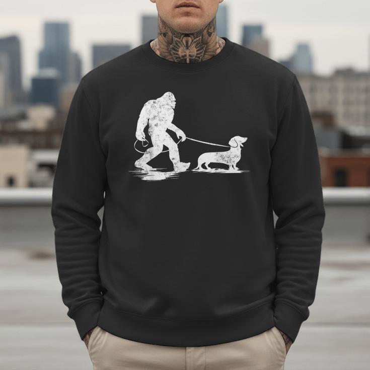 Bigfoot Walking Dachshund Tee Wiener Dog Dad Men Sweatshirt