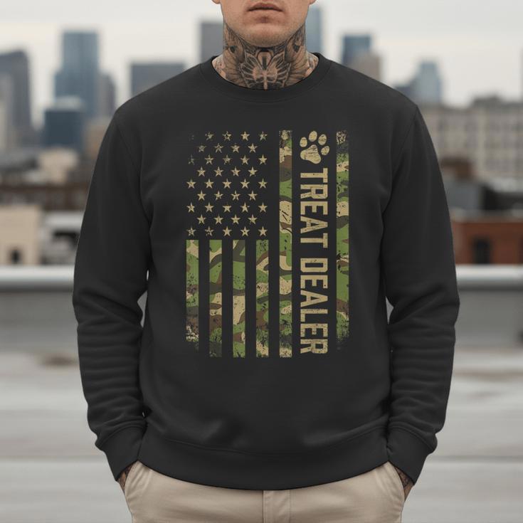 Camo Cat Treat Dealer American Flag US Cat Dad 4th Of July For Men Women Men Sweatshirt