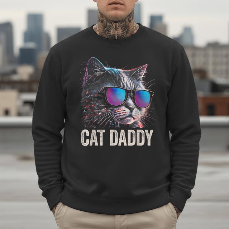 Cat Daddy Shirt Cat Sunglasses Cool Cat Dad Men Father Men Sweatshirt