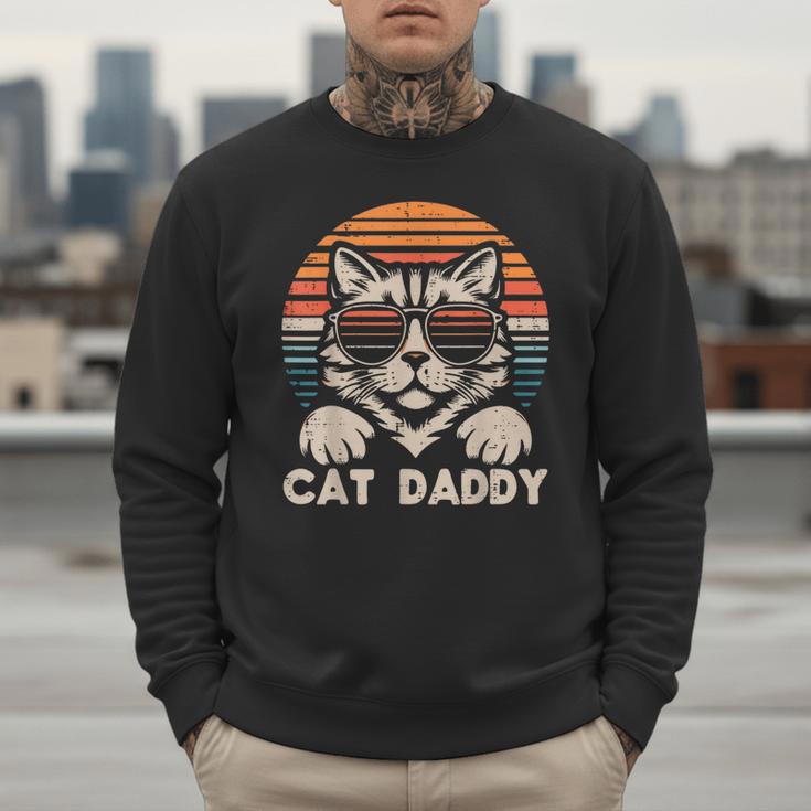 Cat Daddy Sunglasses Sunset Retro Fur Dad Papa Kitten Men Men Sweatshirt