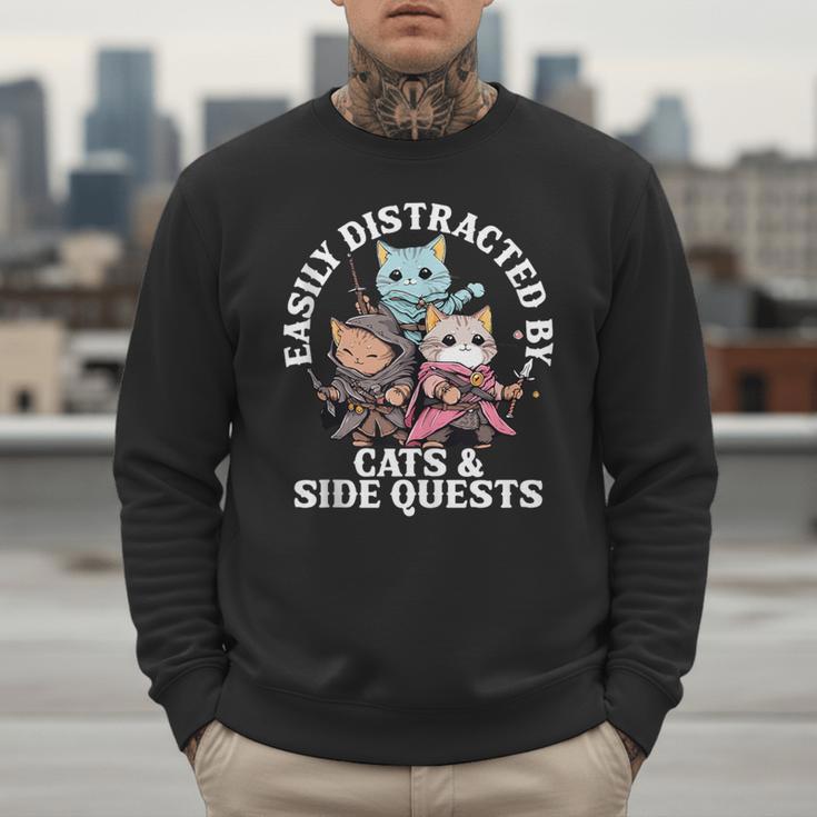Cats Side Quest Distracted Tabletop Men Women Kids Dad Men Sweatshirt