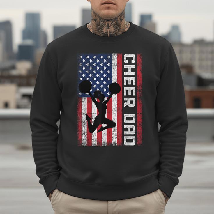 Cheer Dad American Flag Cheerleader Support Men Sweatshirt