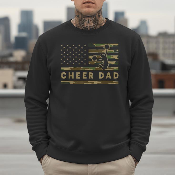Cheer Dad Camo American Flag Cheerleader Supporter Men Sweatshirt