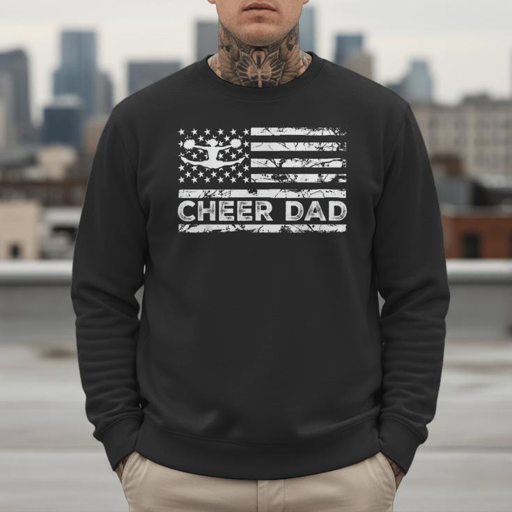 Cheer Dad Cheerleading American Flag Proud Cheer Father Men Sweatshirt