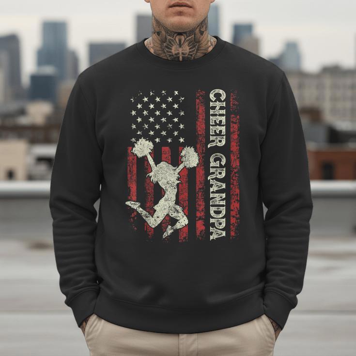Cheer Grandpa US Flag Dad Patriotic Cheerleader Fathers Day Men Sweatshirt