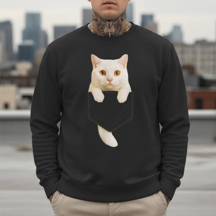 Cute Cat Pocket Cat Mom Cat Dad Cat Lover Men Sweatshirt